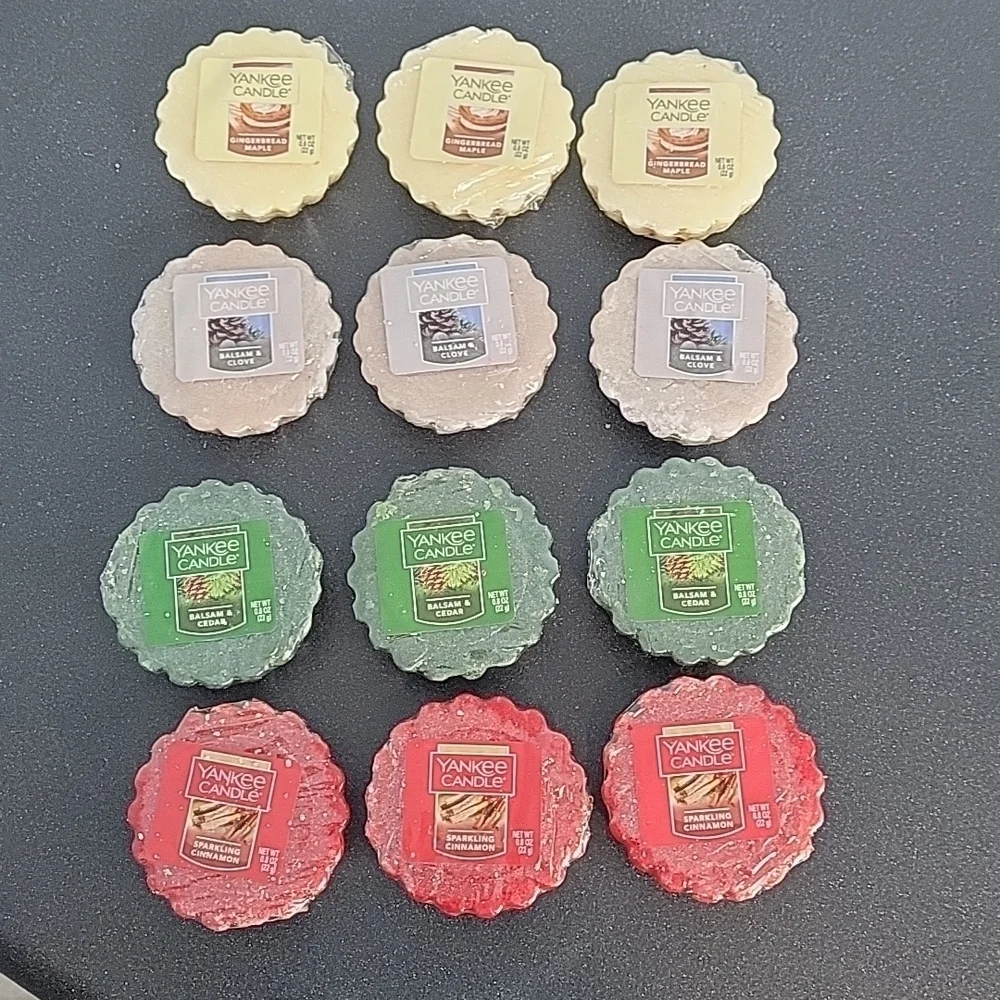 YANKEE CANDLE Tarts lot of 12 Gingerbread Maple, Cinnamon, Cedar, Balsam Clove
